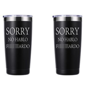 Tumbler Black Funny Men Gifts 2 No Hablo 20 oz Cup Stainless Steel Funny S